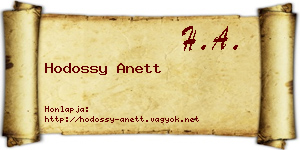 Hodossy Anett névjegykártya